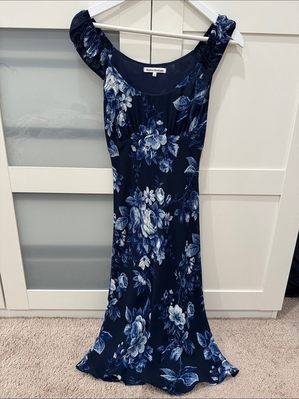 Reformation Navy Floral Maxi Dress